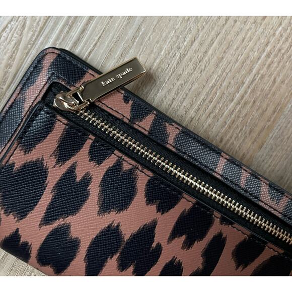 SOLD Kate Spade Spotted Animal Print Large Slim Bifold Wallet - Picture 4 of 5